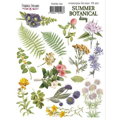 Набор наклеек (стикеров) 16 шт Summer botanical diary 193, ТМ Фабрика Декора