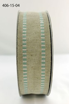 Лента из мешковины Natural Burlap and Stripe Edge, цвет: серый, ширина 38,1 мм, 90 см