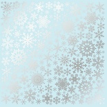 Лист односторонней бумаги с фольгированием Silver Snowflakes Blue, ТМ Fabrika Decoru