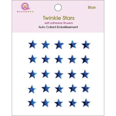 Кристаллы на клеевой основе Queen & Co - Twinkle Self-Adhesive Embellishments Stars/Blue