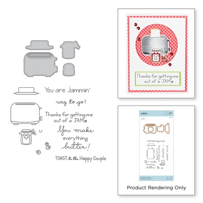Нож для вырубки + штампы от Spellbinders - Toast with Jam 'n Bread Stamp and Die Set