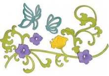 Лезвия Sizzix - Thinlits Die Set - Butterflies & Flower Vine, 6 шт.