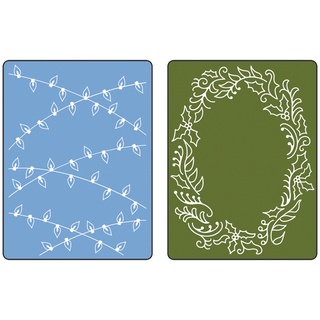 Папки для тиснения Sizzix Textured Impressions A6 Embossing Folders 2/Pkg Christmas Lights & Holly - 2 шт.