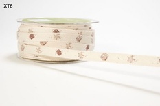 Лента IVORY TWILL / PRINT - BROWN SEA SHELLS, ширина 9,5мм, длина 90см