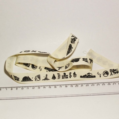 Лента от Thailand -  Black Print Cotton Ribbon Label String-25 Different Patterns, 1 метр