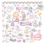 Лист с картинками для вырезания My little mousy girl 30,5х30,5 см, ТМ Фабрика Декора