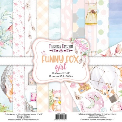 Набор скрапбумаги Funny fox girl 30,5x30,5 см 10 листов, ТМ Фабрика Декора