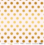 Лист односторонней бумаги с золотым тиснением от Scrapmir - "Golden Dots Pink" из коллекции Every Day, 30x30 см