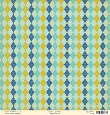 Лист двусторонней скрапбумаги от October Afternoon - “9 to 5” Collection -Supply Closet, 30х30