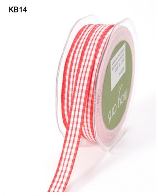 Лента от May Arts - Solid Checkered Ribbon, цвет красный, 0,9 см, 90 см.