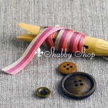 Лента American Crafts в розовую, сиреневую, бежевую полоски, ширина 9,5мм, 90 см