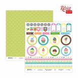 Бумага для скрапбукинга от ROSA TALENT - Cake delicious 6, двусторонняя, 30х30см, 200г/м2