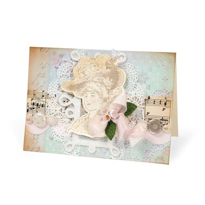 Лезвия и штампы - Sizzix - Framelits Die Set  w/Stamps - Lady w/Hats Set, 2 шт.