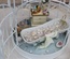 Набор фарфоровой сантехники миниатюра от Art of Mini - Мелкий цветок с каймой, 4 предмета