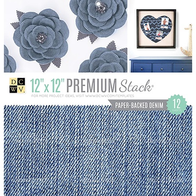 Набор кардстока DCWVPaper Backed Denim Fabric, 30х30 см, 12 листов, джинсовая ткань
