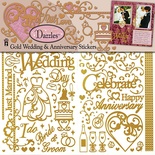 Набор наклеек-высечек HOTP - Wedding Scrap Dazzle Gld, 3 листа, размер 15,2х23 см, 138 шт., цвет золото.