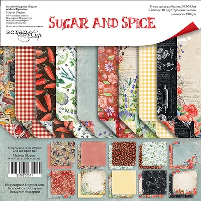 Набор двусторонней бумаги 30х30см от Scrapmir Sugar and Spice 10шт