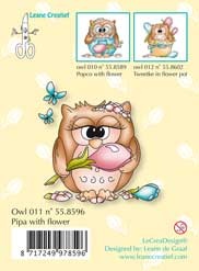 Акриловый штамп от LeCreaDesign - Clearstamp Owlie´s Owl011 Pipa with flower - Сова с цветочком