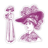 Лезвия и штампы - Sizzix - Framelits Die Set  w/Stamps - Lady w/Hats Set, 2 шт.