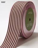 Лента PINK/BROWN STRIPES, цвет розовый/коричневый, RG-5-97, ширина 3,8см, длина 90 см