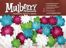 Набор цветов Petaloo - Mini Mulb.Paper Delphiniums - Teal/Fusch/Chart/White