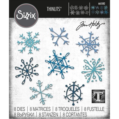 Ножи Снежинки от Sizzix Thinlits Dies By Tim Holtz - Scribbly Snowflakes, 8 шт.