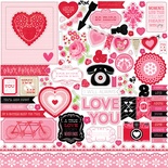 Лист наклеек от Echo Park - Love Story Element Stickers, 30х30 см