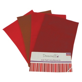 Набор фетра от Dovecraft - Reds, формат A4, 8 листов