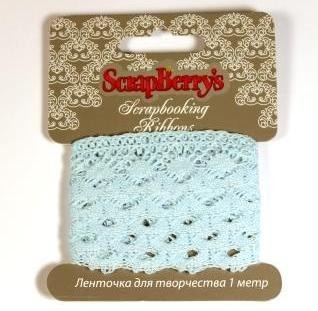 Тесьма кружевная от Scrapberry's - П/Э 2,5 см голубая, 1 м