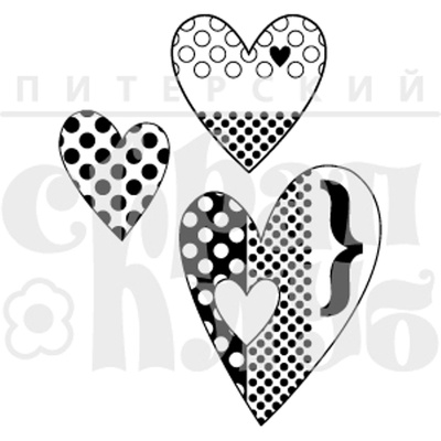 Штамп от Питерского Скрапклуба - Набор Сердец (Моя Семья), 6.2х7.9 см