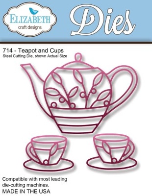 Нож  от   Elizabeth  Craft  Designs  -  Teapot  and  Cups,  3  элемента.