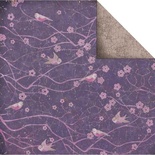 Лист двусторонней скрапбумаги Fabscraps - High Tea Double-Sided Paper - Garden Party/Pink Birds & Purple, 30х30 см