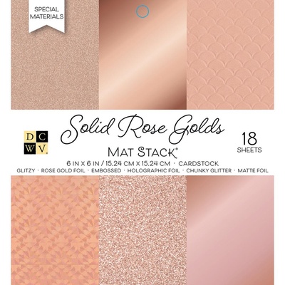 Набор кардстока DCWV Solid Rose Golds, 15х15 см, 18 листов, розовое золото, разные текстуры