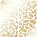 Аркуш одностороннього паперу з фольгуванням, дизайн Golden Pine cones White, 30,5см х 30,5см, ТМ Фабрика Декору