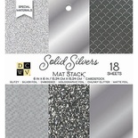 Набор кардстока DCWV Solid Silvers Glitter & Foil, 15х15 см, 18 листов, с серебром