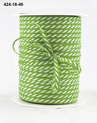 Лента Solid/Diagonal Stripes, цвет салатовый/белый, ширина 3 мм, длина 90 см