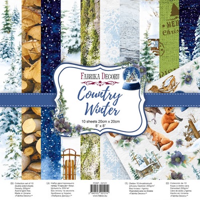 Набір двостороннього паперу для скрапбукінгу Country winter 20х20 см 10 аркушів