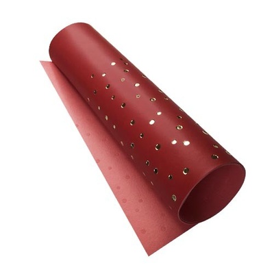 Отрез кожзама с тиснением  золотой фольгой Golden Drops Red 50 х 25 см, ТМ Фабрика Декора