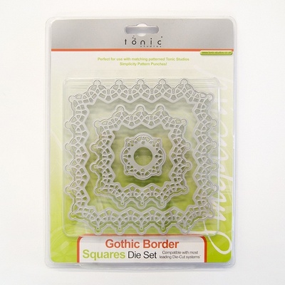 ЦЕНА СНИЖЕНА! Лезвие Tonic Studios - Simplicity Verso – Gothic Border Square Die Set, 5 штук