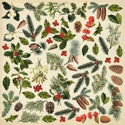 Лист с картинками для вырезания Winter botanical diary 30,5х30,5 см, ТМ Фабрика Декора