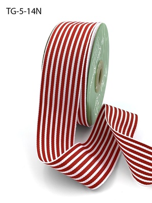 Лента 1.5 Inch Grosgrain MultiColor Striped Ribbon with Woven Edge, цвет белый/красный, ширина 38мм, длина 90 см