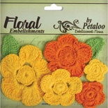 Набор вязаных цветов Petaloo - Crocheted Flowers Collection Yellows / Oranges