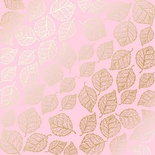 Лист односторонней бумаги с фольгированием Golden Delicate Leaves Pink, ТМ Фабрика Декора