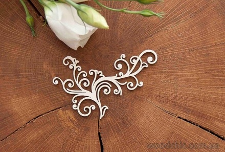 Чипборд от WOODchic - "Веточка завиток", 6х9 см