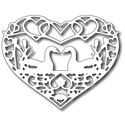 Лезвие Frantic Stamper - Precision Die - Swans in Love Heart