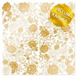 Лист кальки (веллум) с фольгированием Golden Peony Passion 30,5х30,5 см, ТМ Фабрика Декора