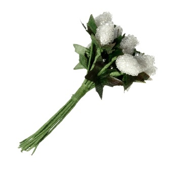 Ягодки белые, 13х1.5см, 1 связка, 12шт.