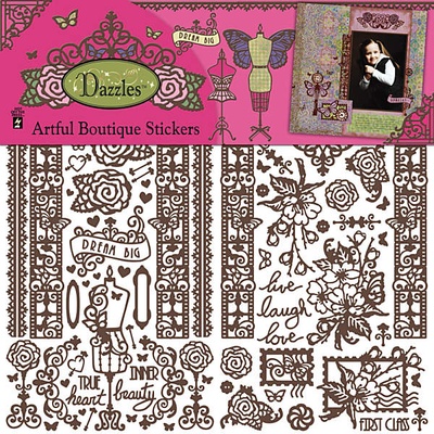 Набор наклеек-высечек HOTP - Artful Boutique Dazzles, размер 30х30 см, 134 шт., цвет черный.
