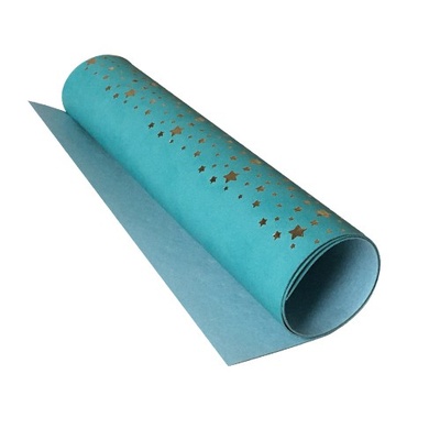 Отрез кожзама с тиснением  золотой фольгой Golden Stars Turquoise, размер 500мм х 250мм, ТМ Фабрика Декора