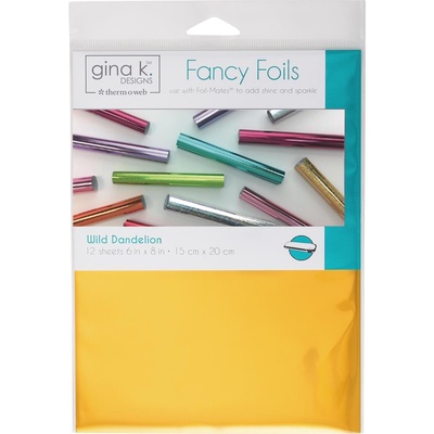 Фольга Gina K Designs Fancy Foil 6"X8" 12/Pkg Wild Dandelion, 12 листов в наборе, арт. 18037